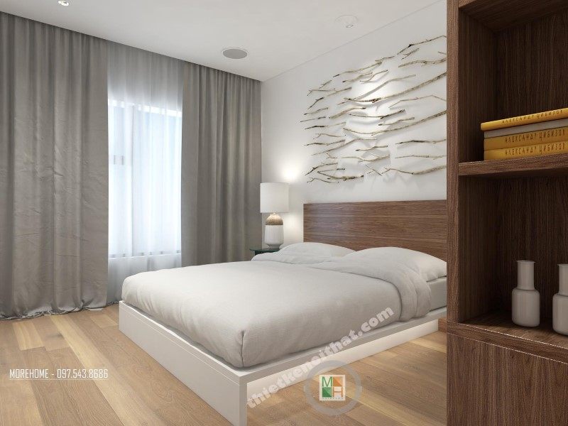 Thiết kế nội thất phòng ngủ chung cư VINHOME Nguyễn Chí Thanh